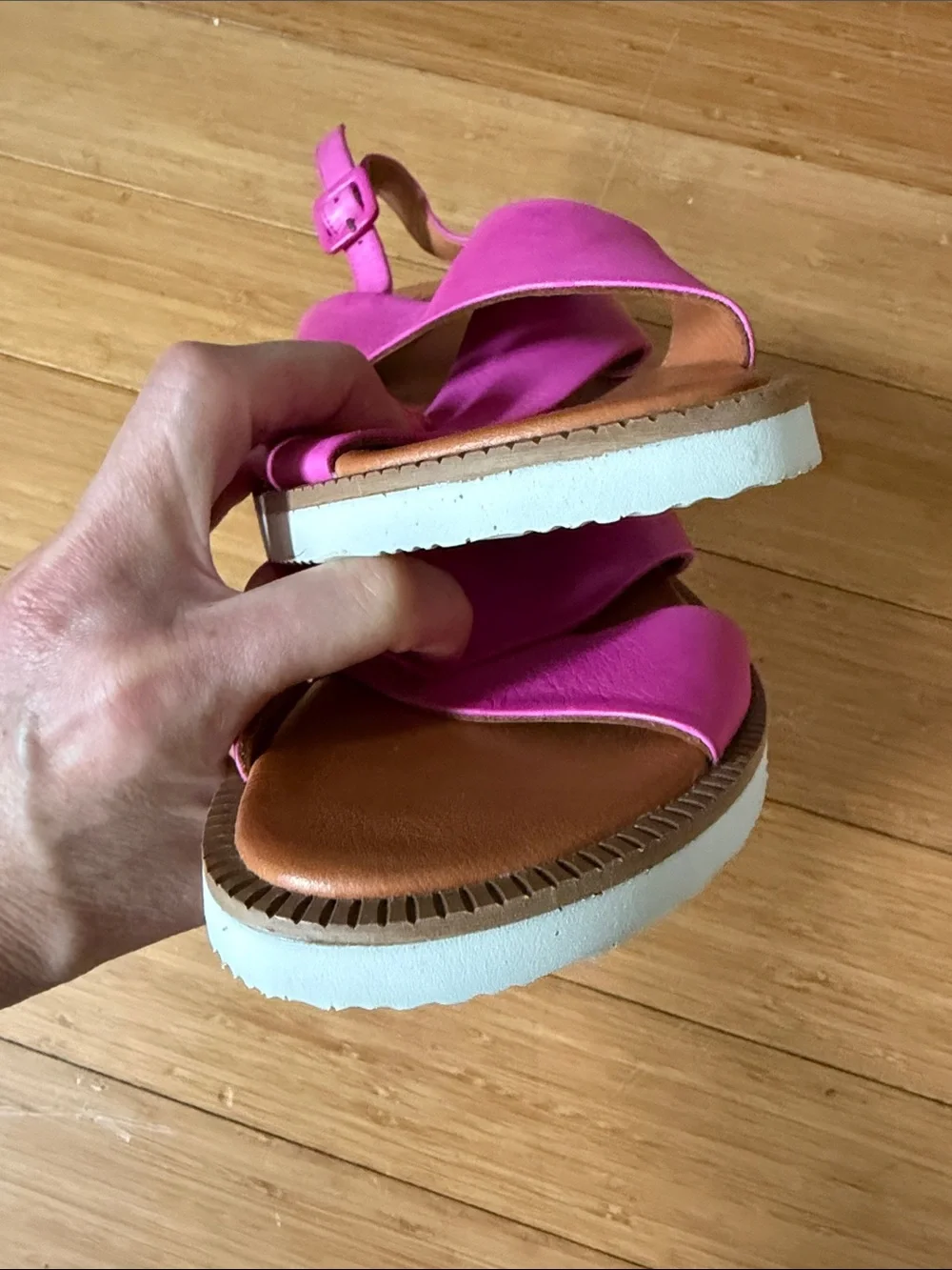 Miz Mooz Bright Pink Crisscross Slingback Sandals
